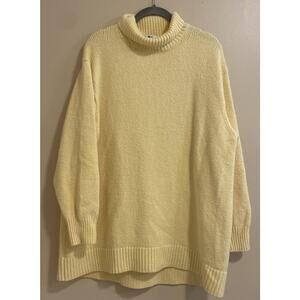 Uniqlo Womens Turtleneck Sweater Butter Yellow Boyfriend Oversize Baggy Tunic XL